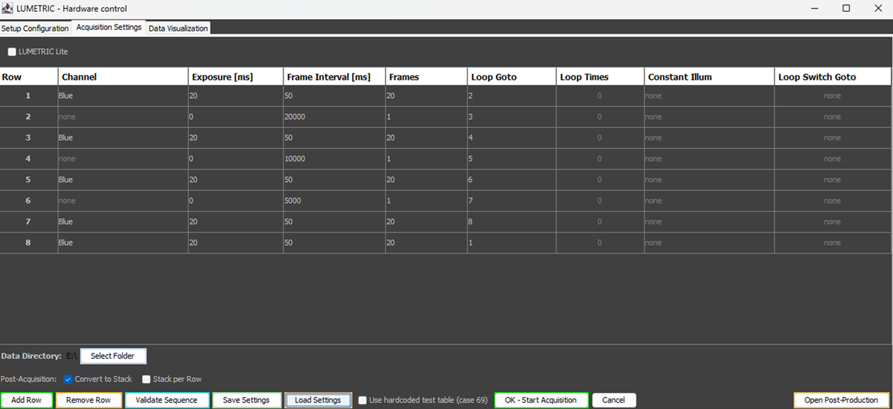 Acquisition Setting