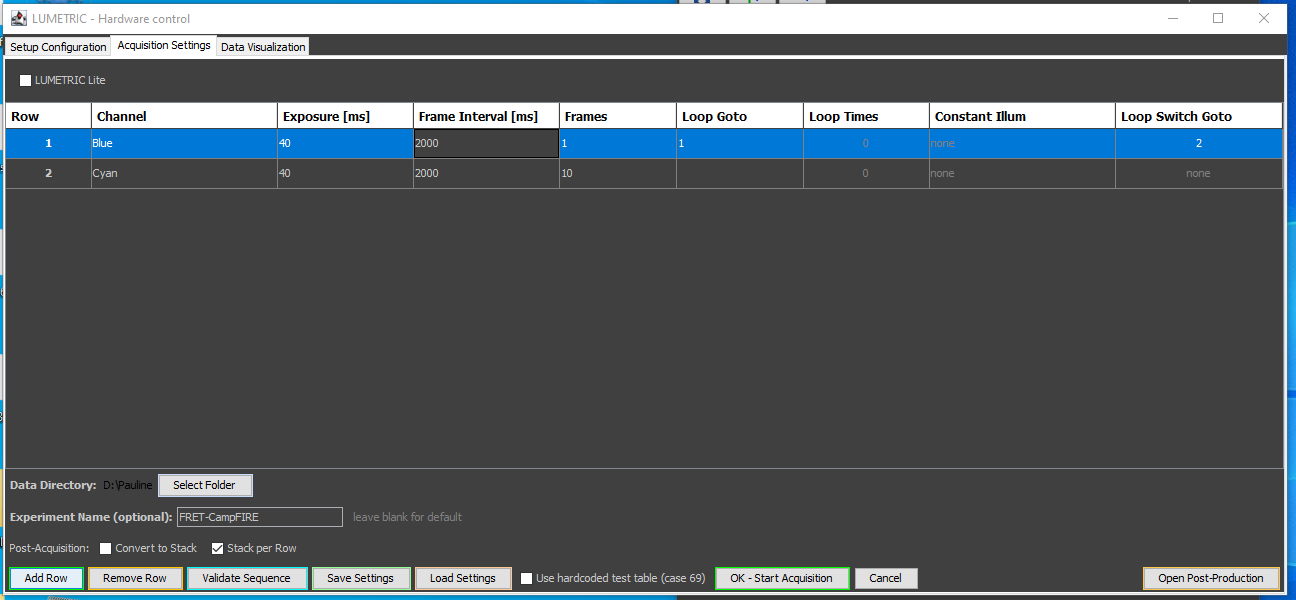 Acquisition Setting